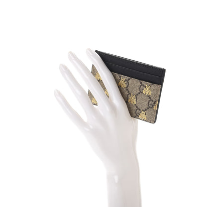 Gucci GG Supreme Monogram Bees Card Holder Black 2 of 7