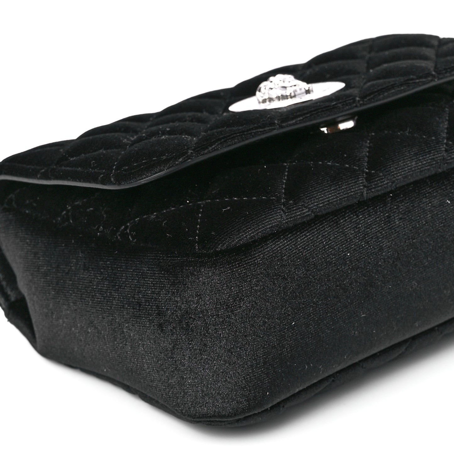 Velvet Quilted Icon Crossbody Bag Black