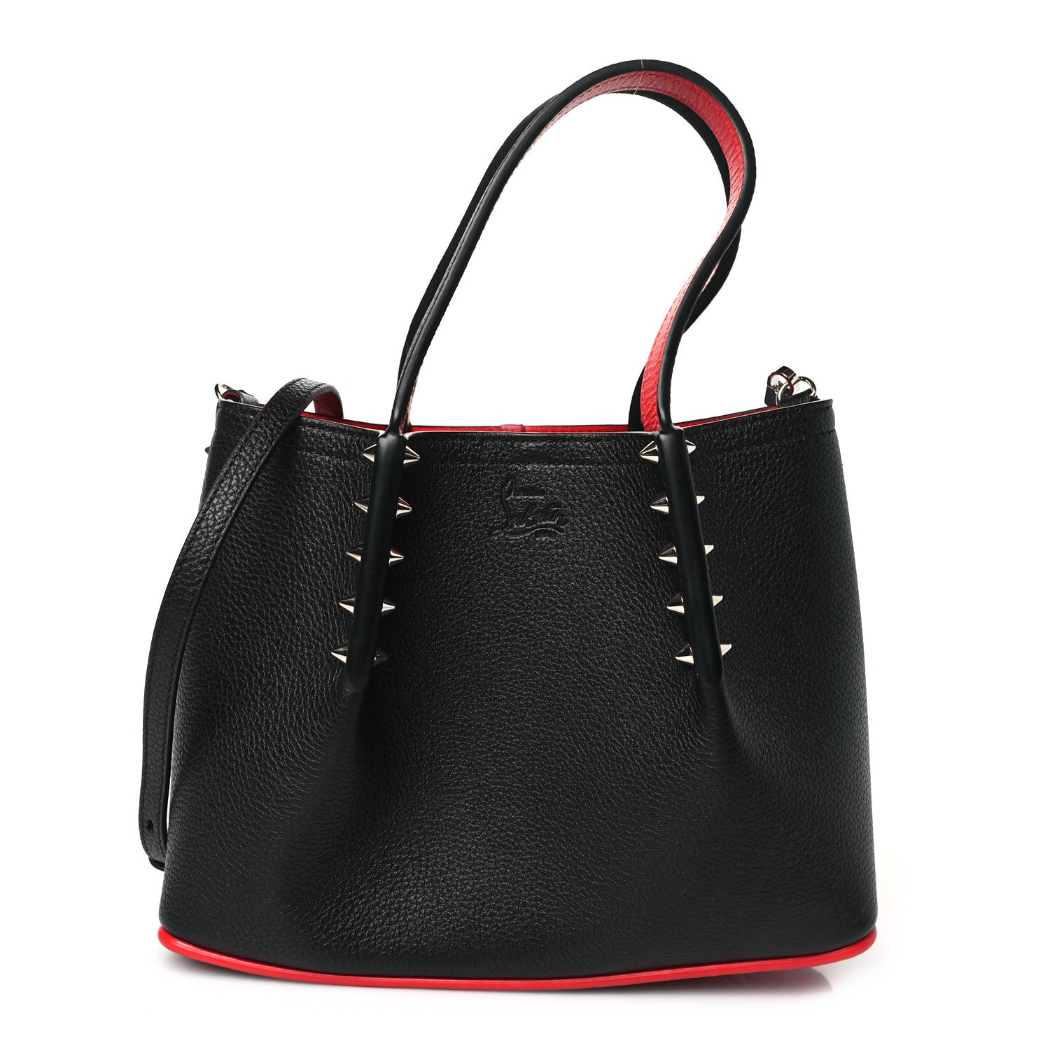 Christian Louboutin Calfskin Spiked Mini Cabarock Shopper Tote Black 1 of 10