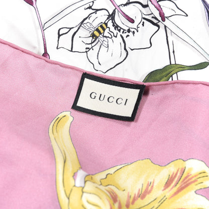 Gucci Silk Twill Flora Infinity Chrissy Square Scarf White Pink 3 of 4