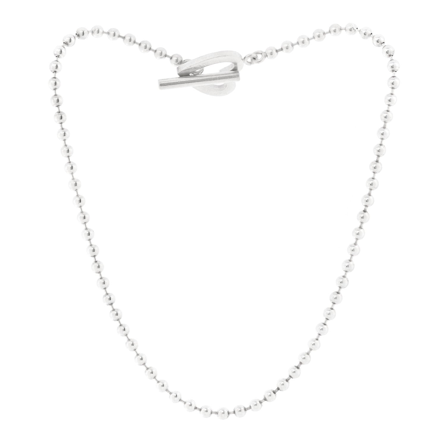 Gucci Sterling Silver Bead Heart Toggle Necklace 3 of 5