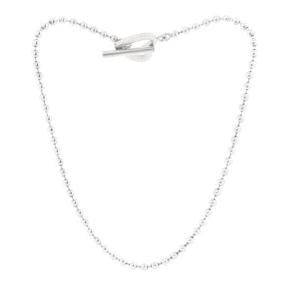 Gucci Sterling Silver Bead Heart Toggle Necklace 3 of 5