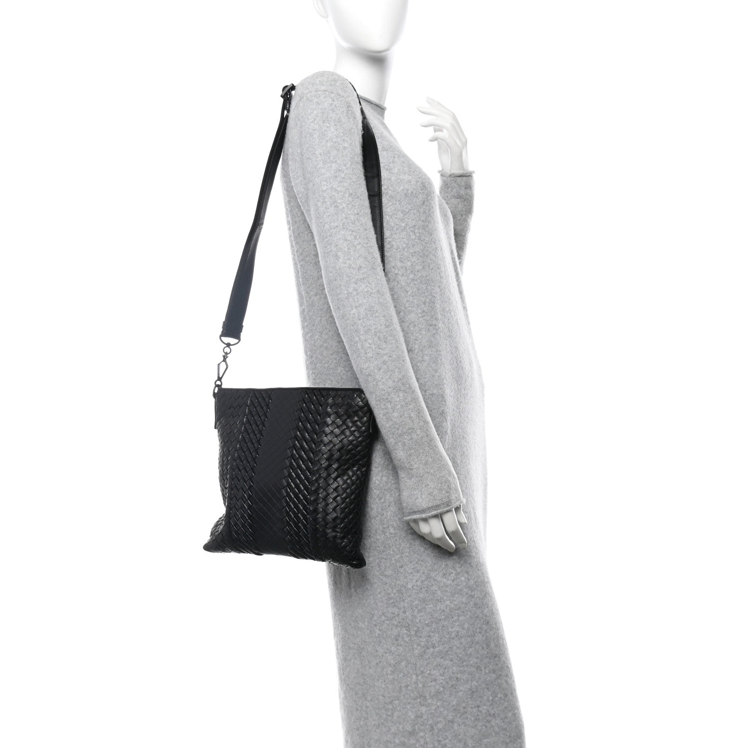 Bottega Veneta Nappa Intrecciato VN Crossbody Messenger Bag Black 2 of 11