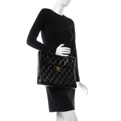 Chanel Patent Quilted Briefcase Laptop Bag Black 2 of 16