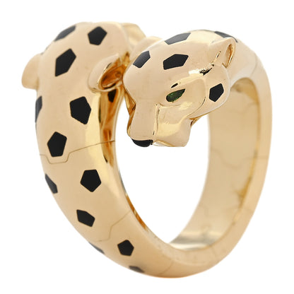 Cartier 18K Yellow Gold Tsavorite Black Onyx Black Lacquer Panthere De Cartier Articulated Ring 1 of 5