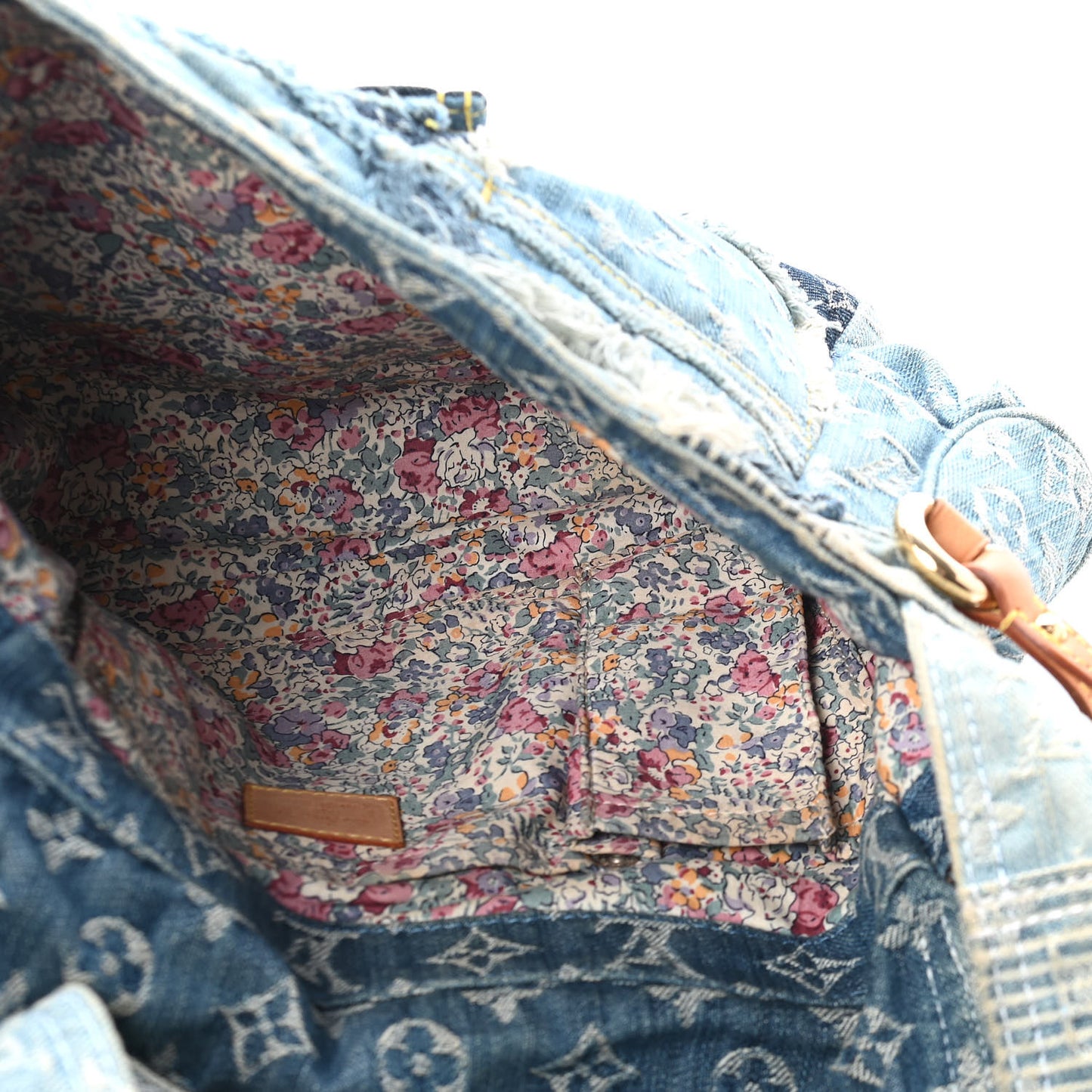 Denim Patchwork Posty Messenger Bag Blue