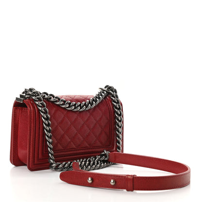 Chanel Caviar Quilted Small Boy Flap Dark Red 3 of 11
