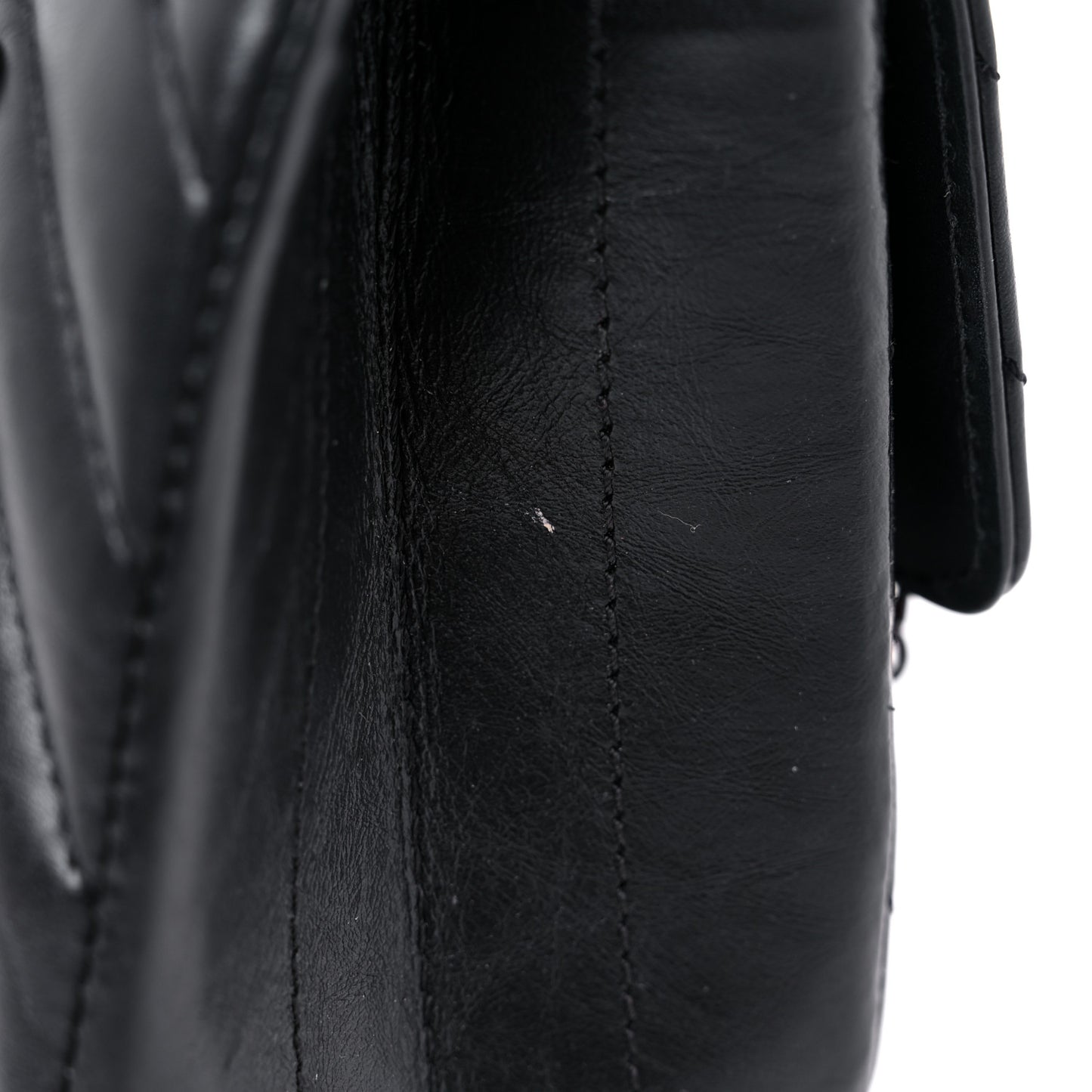 Aged Calfskin Chevron Quilted 2.55 Reissue Mini Flap So Black