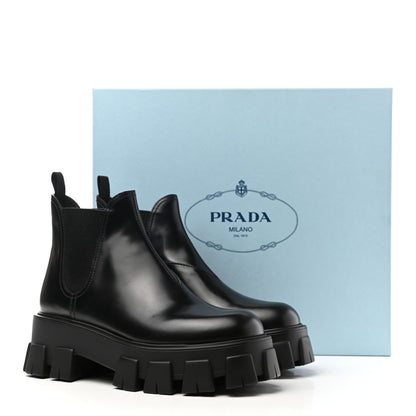 Prada Spazzolato Rois Monolith Chelsea 55mm Ankle Boots 39 39 Black 12 of 12
