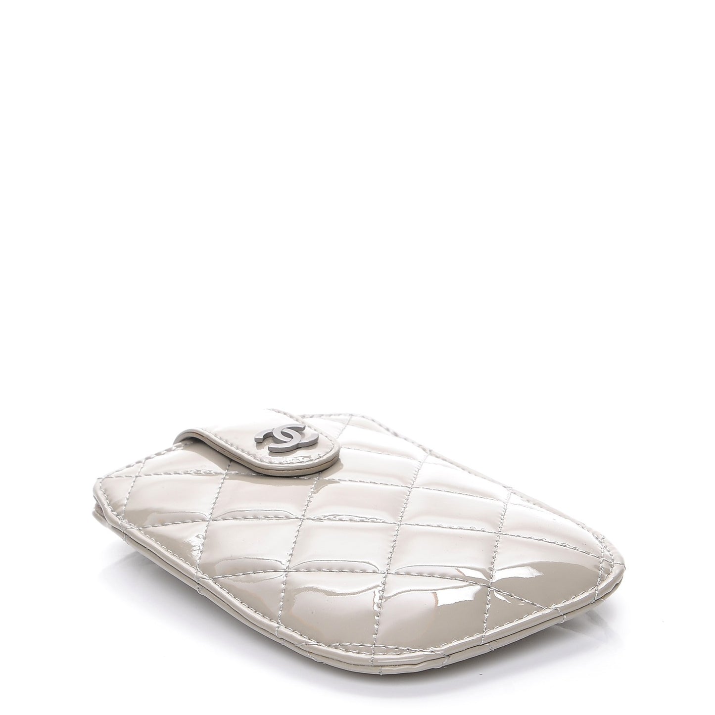 Patent Quilted Cell Phone Case Light Grey