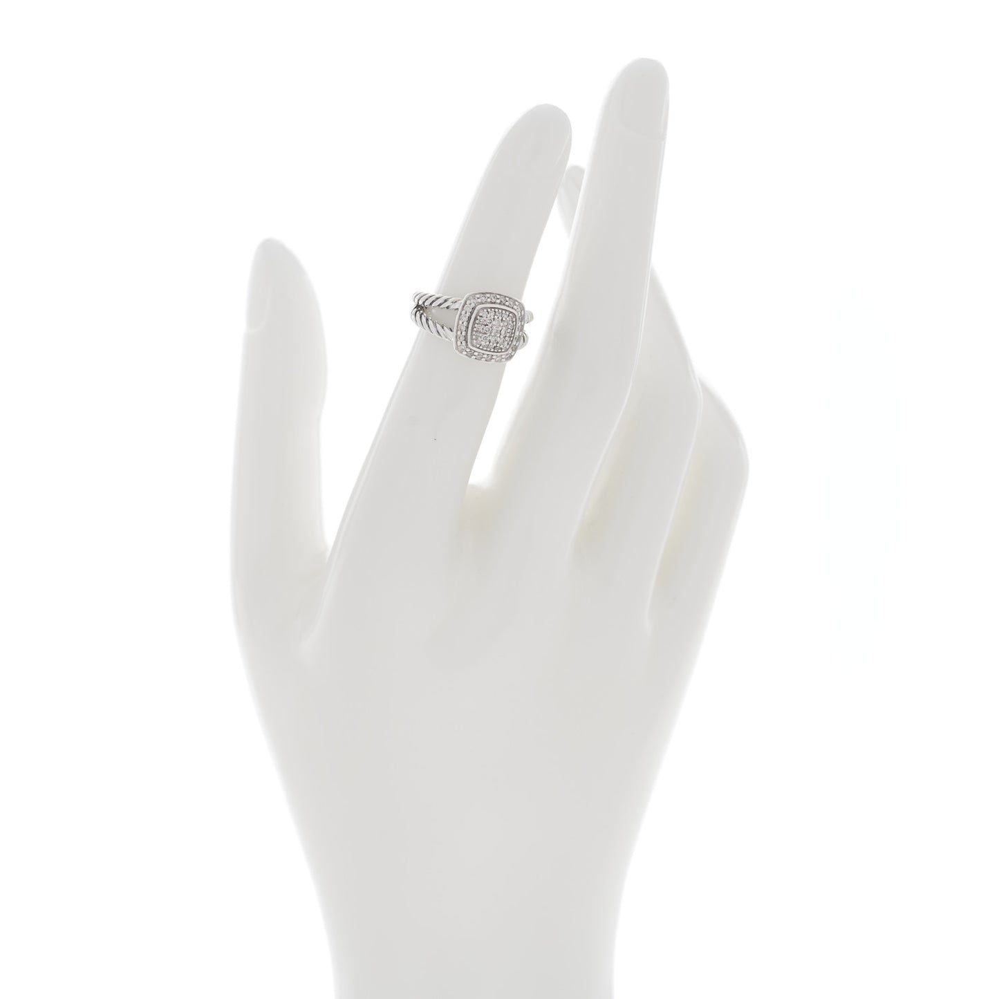 Sterling Silver Diamond 7mm Petite Albion Pave Ring 46 3.75
