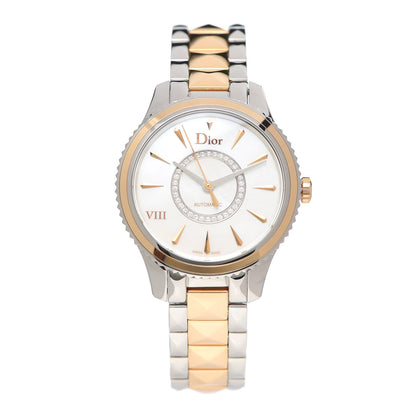 Christian Dior Stainless Steel 18K Rose Gold Diamond Mother of Pearl 32mm Dior VIII Montaigne Automatic Watch 1 of 6