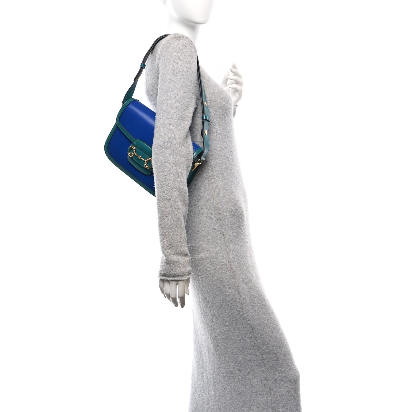 Azalea Calfskin Horsebit 1955 Shoulder Bag Imperial Blue Pavone
