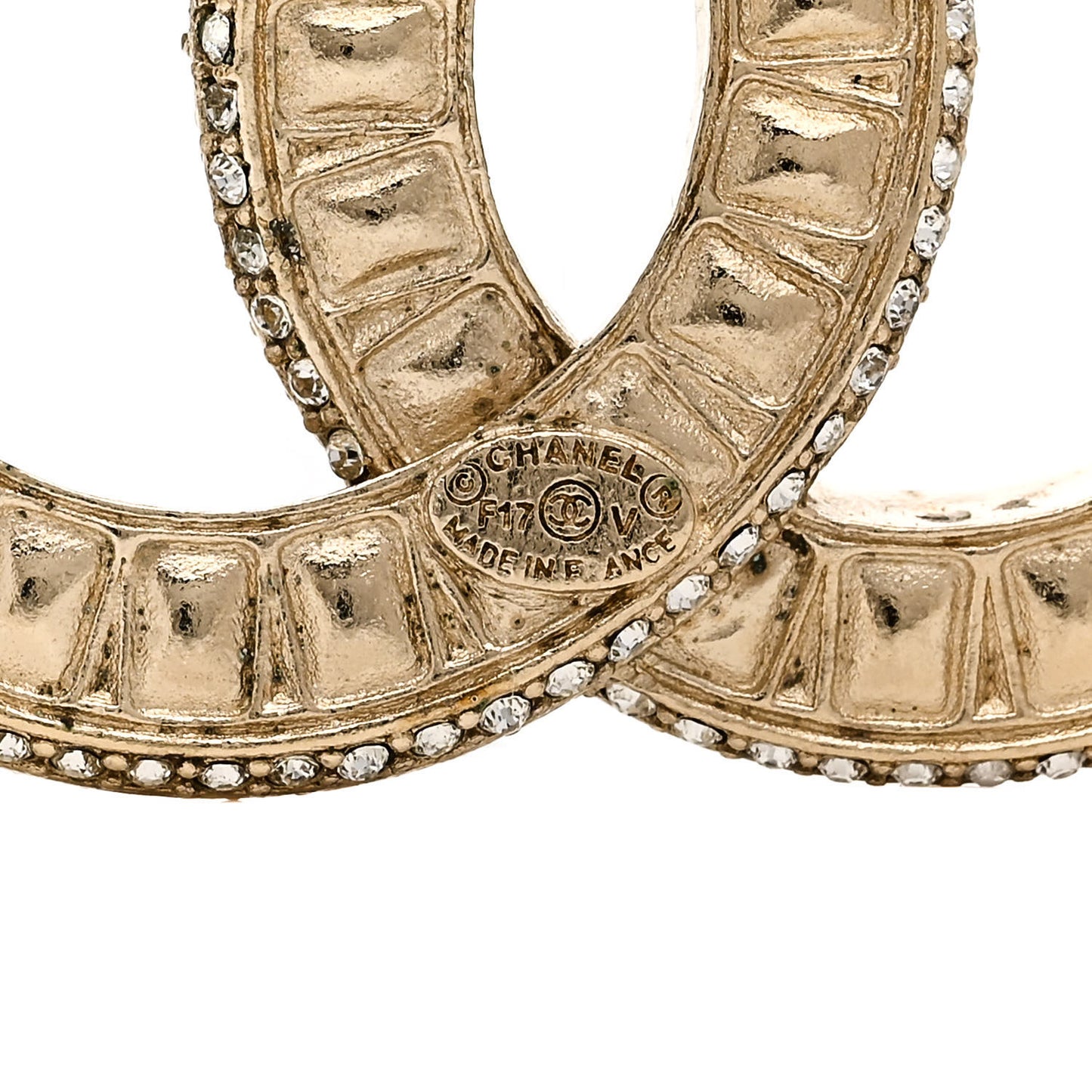 Baguette Crystal CC Brooch Gold