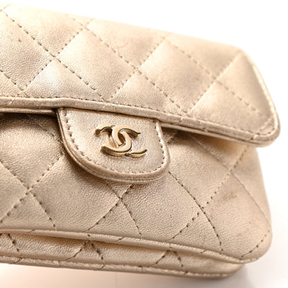 Chanel Metallic Lambskin Quilted Flap Card Holder Wallet Gold 17 of 17