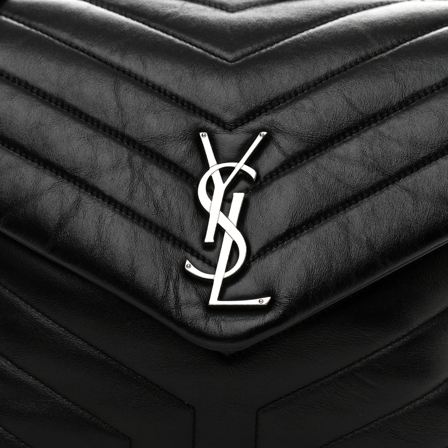 Saint Laurent Calfskin Y Quilted Monogram Medium Loulou Chain Satchel Black 7 of 9