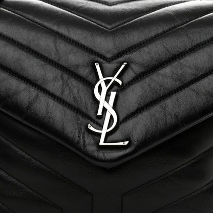 Saint Laurent Calfskin Y Quilted Monogram Medium Loulou Chain Satchel Black 7 of 9