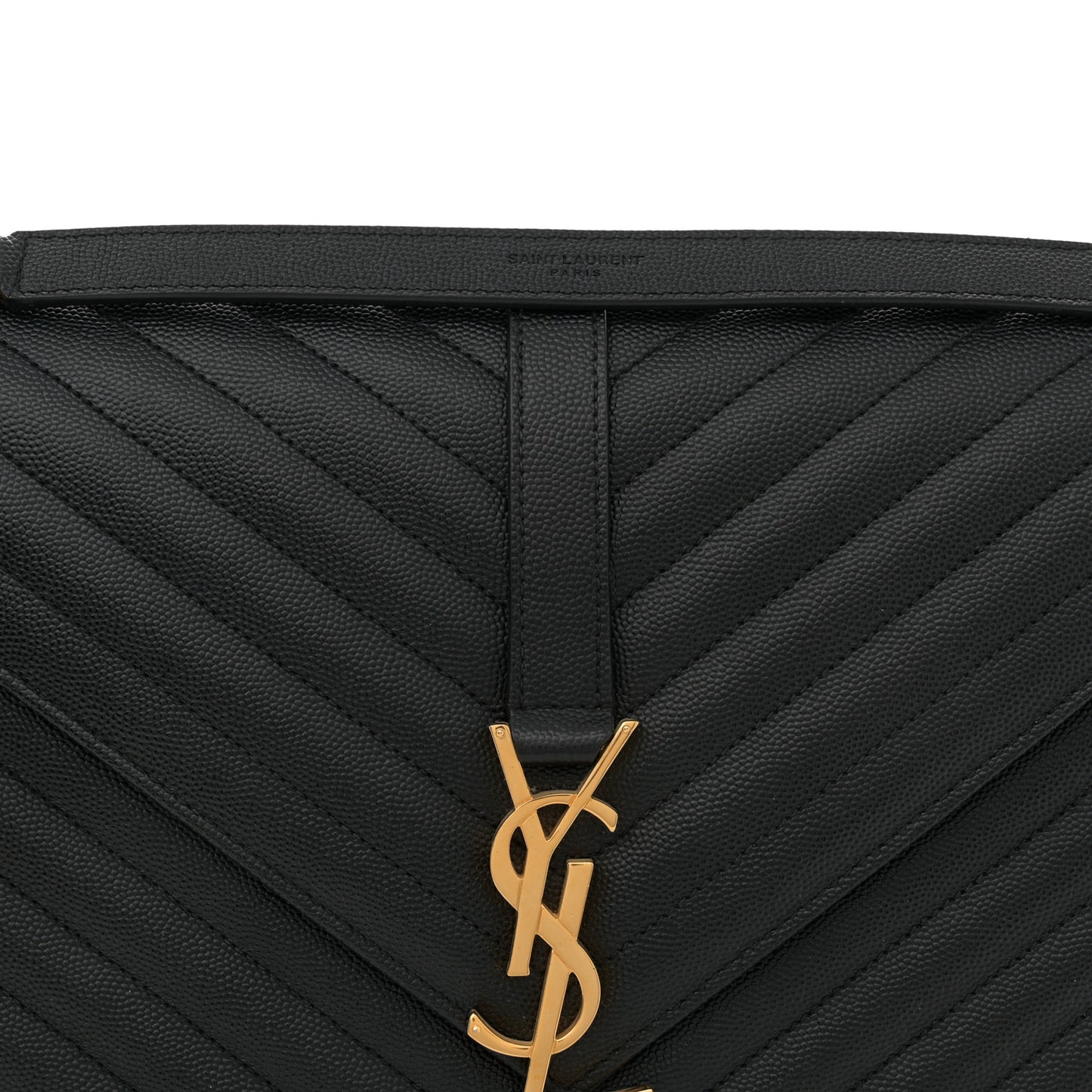 Grain De Poudre Matelasse Chevron Large Monogram Satchel Black