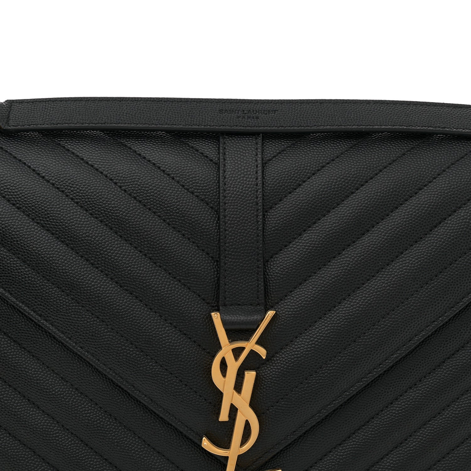 Saint Laurent Grain De Poudre Matelasse Chevron Large Monogram Satchel Black 8 of 12