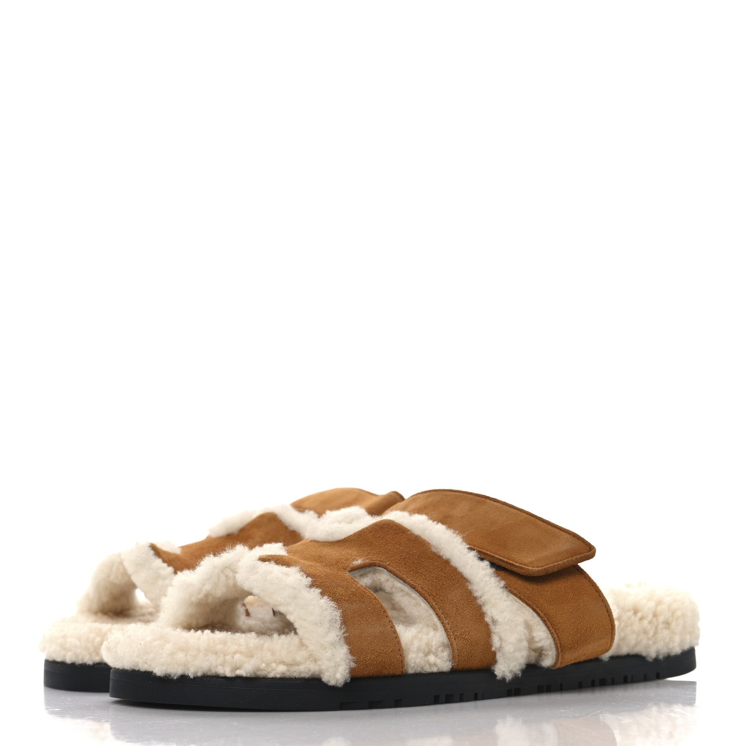 Hermes Suede Goatskin Woolskin Womens Chypre Sandals 39 4 of 9