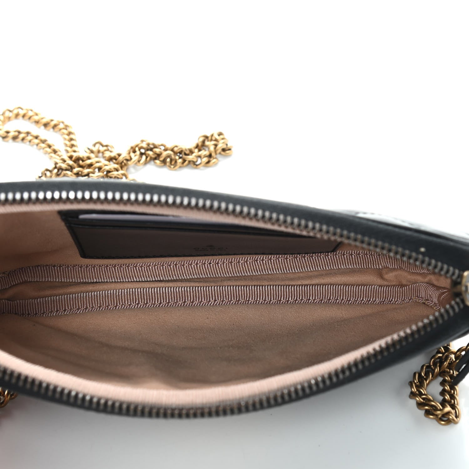 Gucci Calfskin Matelasse Mini GG Marmont Chain Crossbody Bag Black 5 of 9