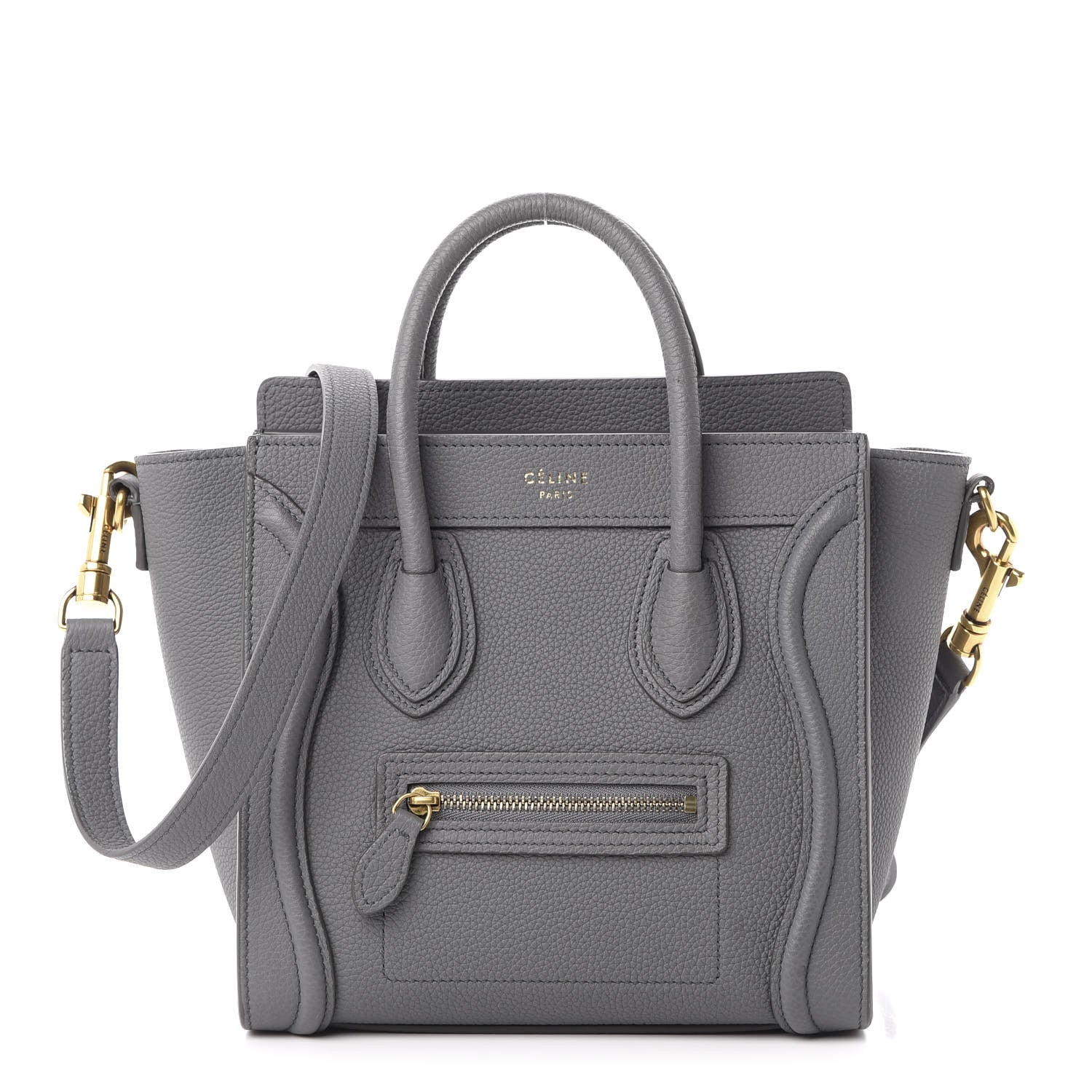 Celine Drummed Calfskin Nano Luggage Kohl 1 of 10