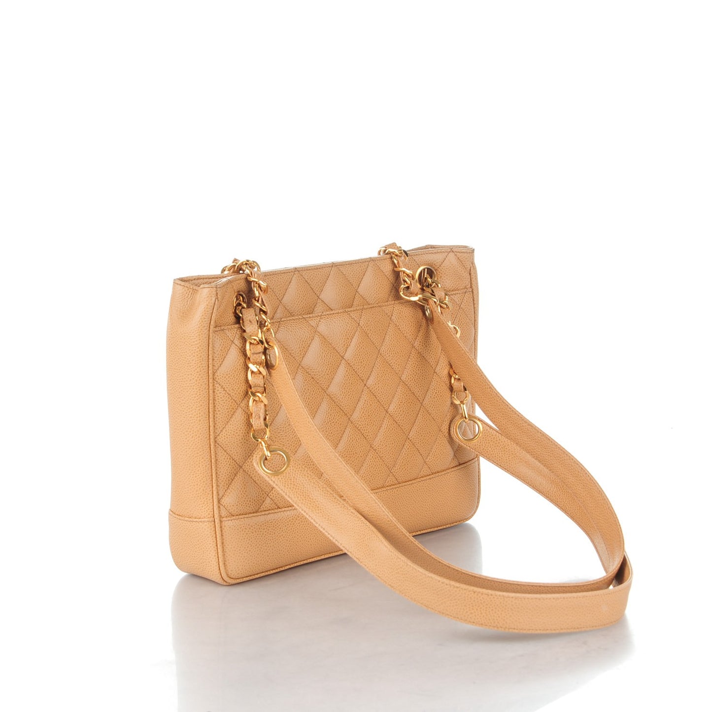 Caviar Quilted Shoulder Bag Beige