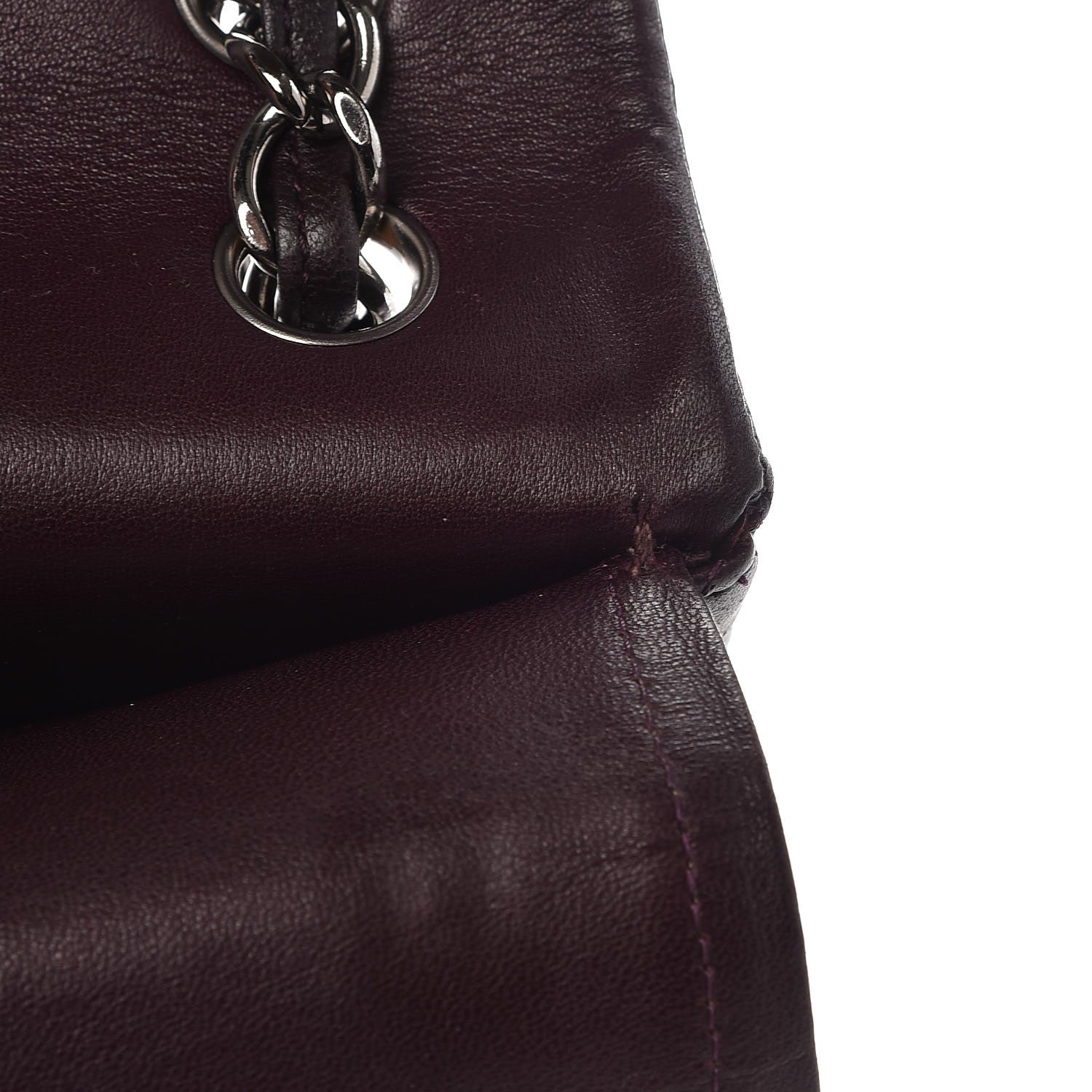 Chanel Lambskin Quilted Jumbo Double Flap Dark Purple 13 of 15