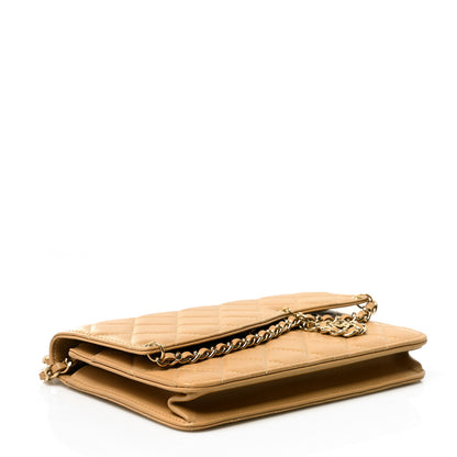 Chanel Lambskin Quilted Chain Infinity Wallet On Chain WOC Light Beige 4 of 10