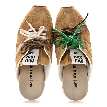 Miu Miu X NEW BALANCE Faded Suede Calfskin 530 SL Slip-On Mules 39 Ecru 2 of 9