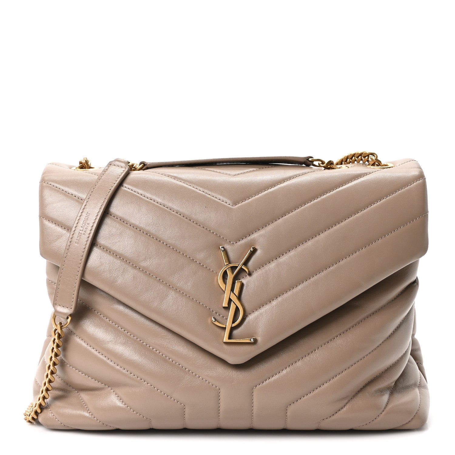 Saint Laurent Calfskin Y Quilted Monogram Medium Loulou Chain Satchel Dusty Grey 1 of 10