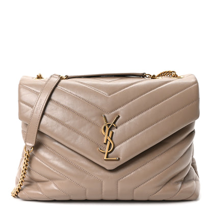 Saint Laurent Calfskin Y Quilted Monogram Medium Loulou Chain Satchel Dusty Grey 1 of 10
