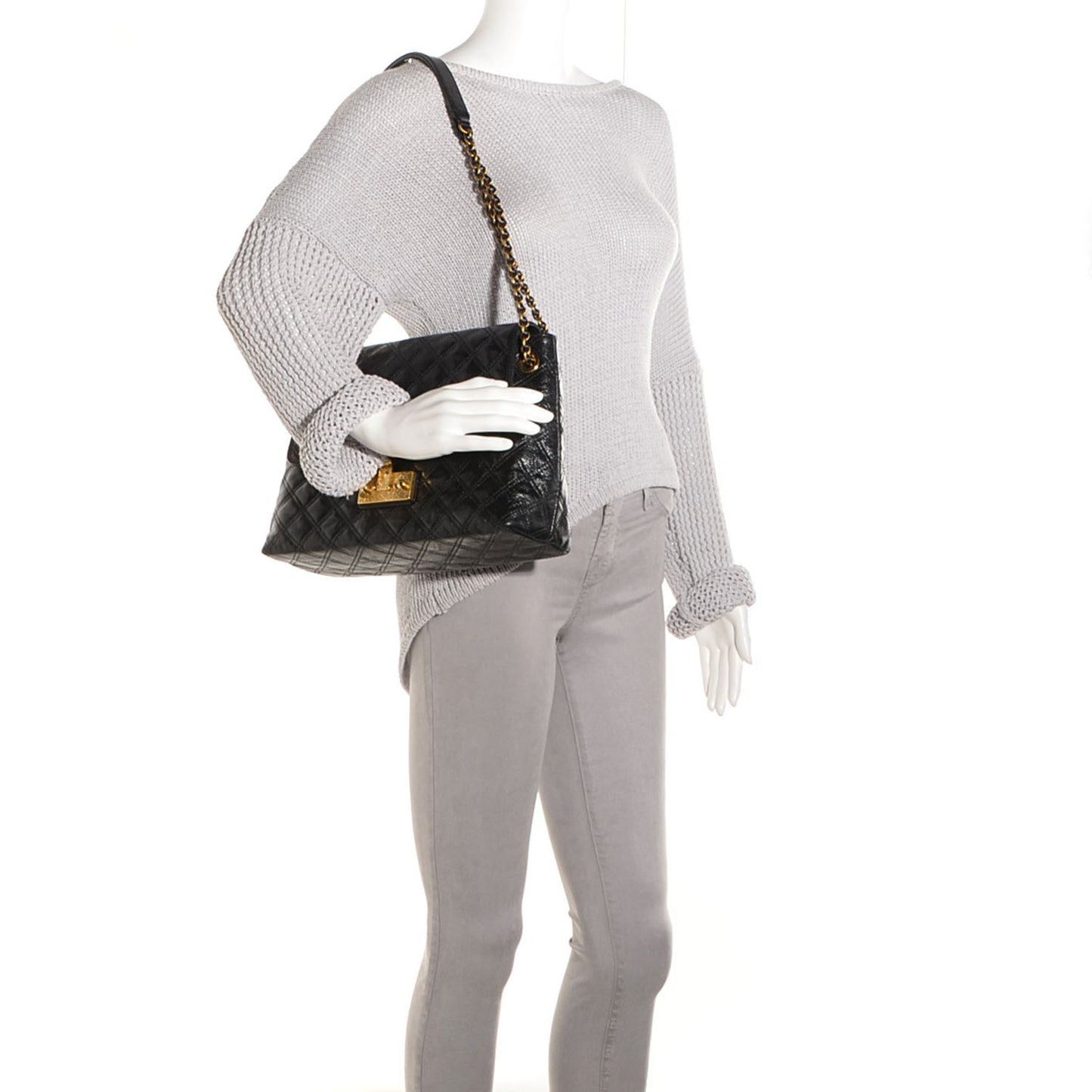 Lacquered Lambskin Baroque The XL Single Flap Black