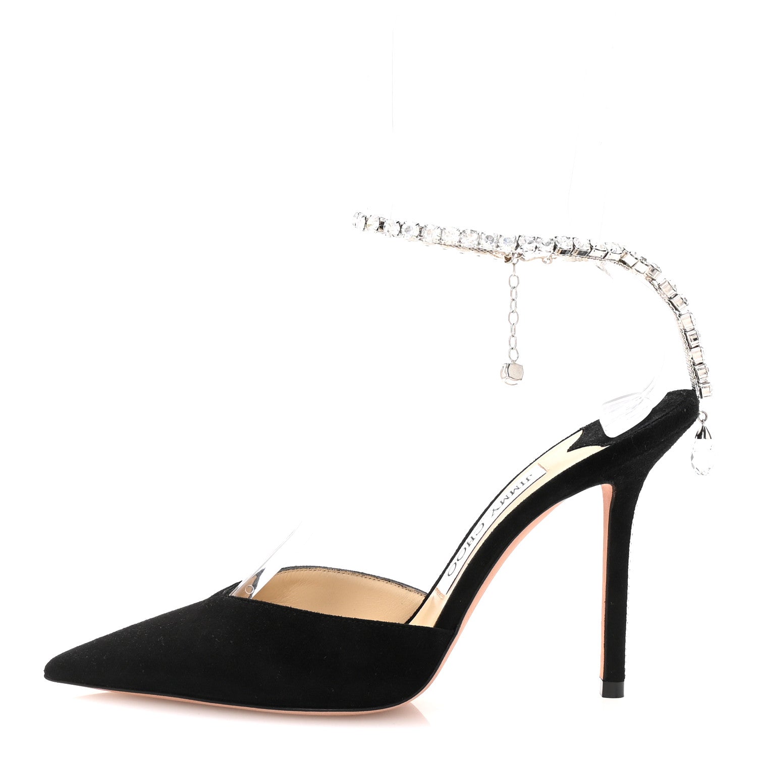 Jimmy Choo Suede Crystal Saeda 100 Pumps 37 Black 1 of 7