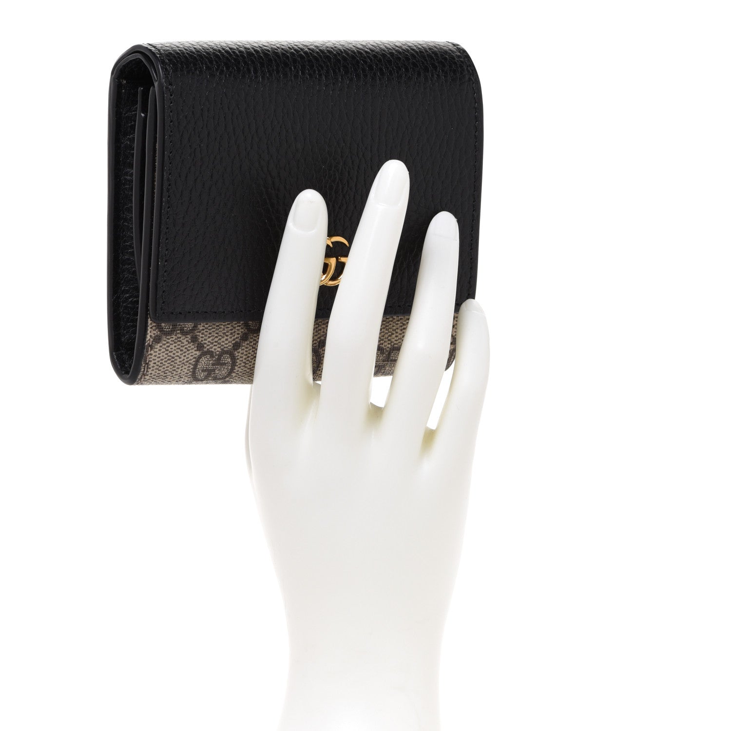 Gucci Dollar Calfskin GG Supreme Monogram Medium GG Marmont Wallet Black Beige Ebony 2 of 7