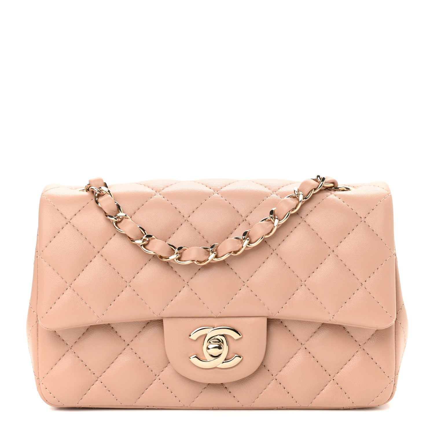 Chanel Lambskin Quilted Mini Rectangular Flap Beige 1 of 11