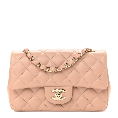 Chanel Lambskin Quilted Mini Rectangular Flap Beige 1 of 11
