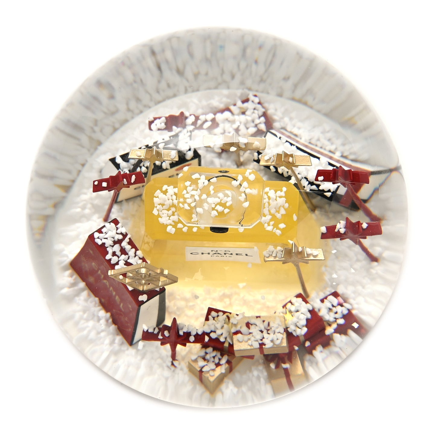 Glass CC Shopping Bag Snow Globe Burgundy