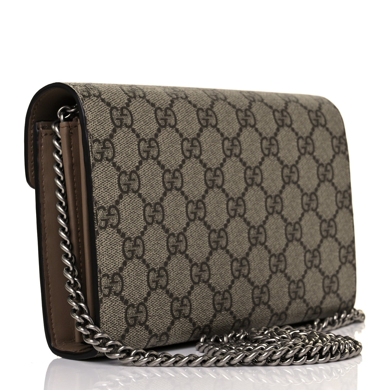 Gucci GG Supreme Monogram Mini Dionysus Chain Wallet Beige Taupe 3 of 9