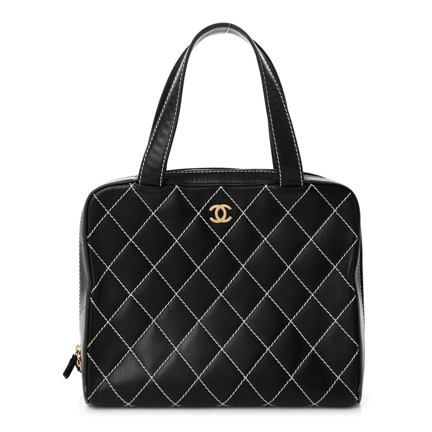 Calfskin Contrast Stitch Surpique Black