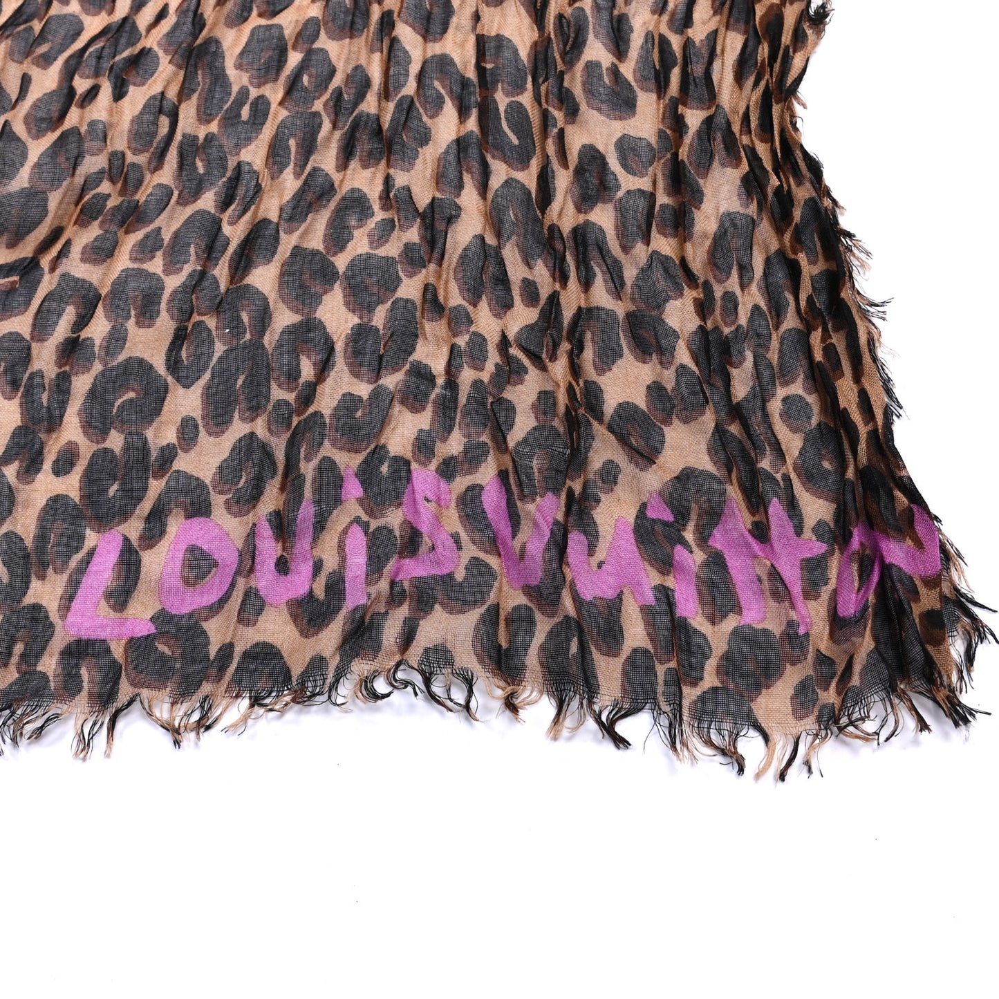 Cashmere Silk Leopard Etole Stole Marron