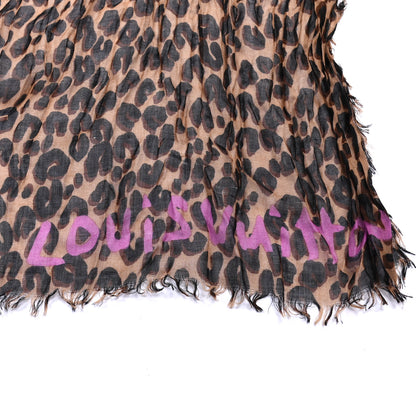 Louis Vuitton Cashmere Silk Leopard Etole Stole Marron 5 of 6