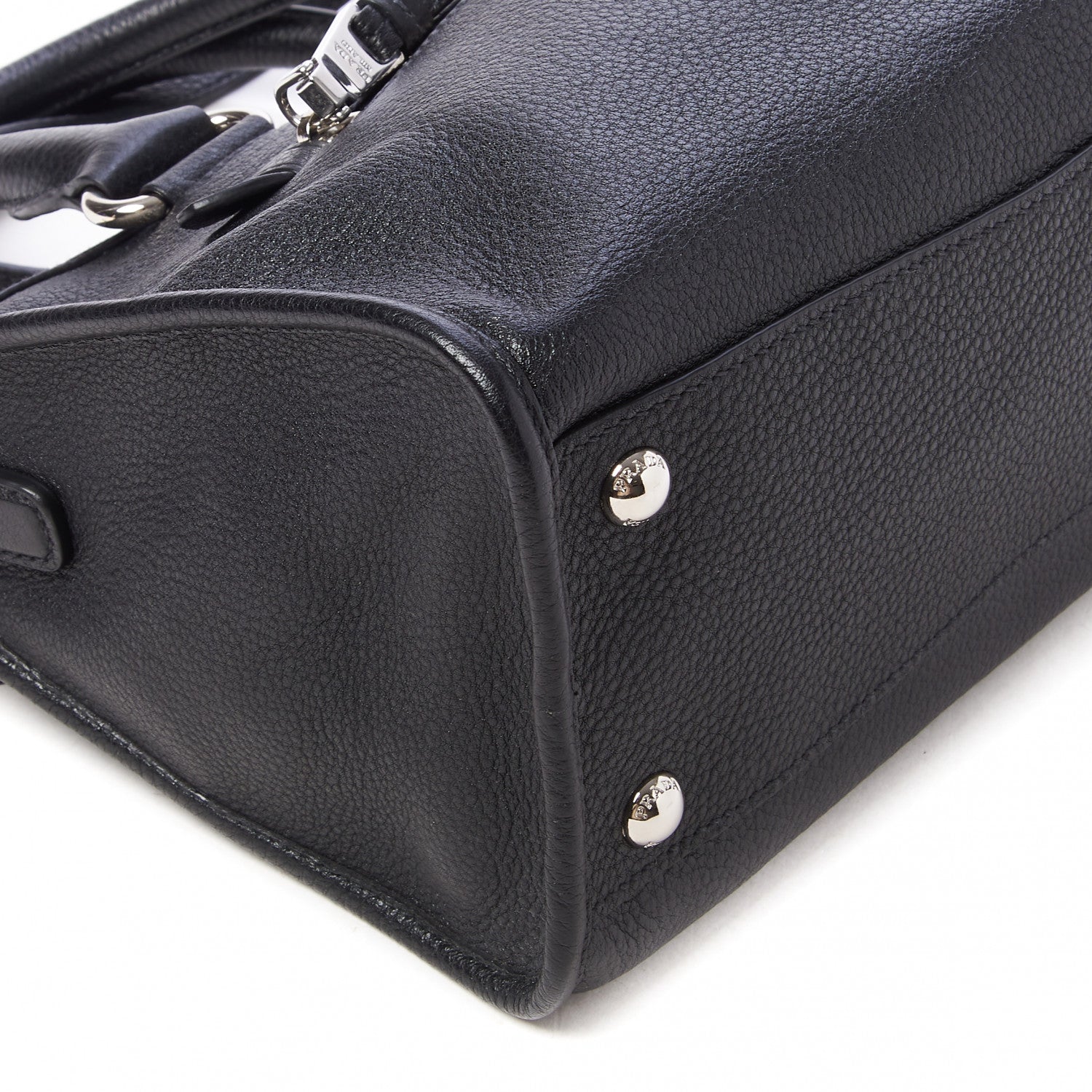 Prada Vitello Phenix Top Handle Shopping Satchel Black 5 of 8