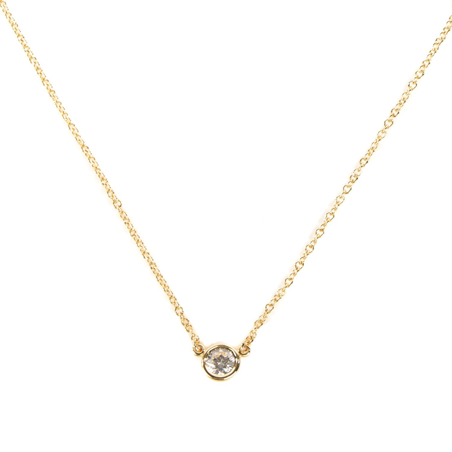 Tiffany 18K Yellow Gold Diamond .25ct Elsa Peretti Diamonds by the Yard Pendant Necklace 1 of 5