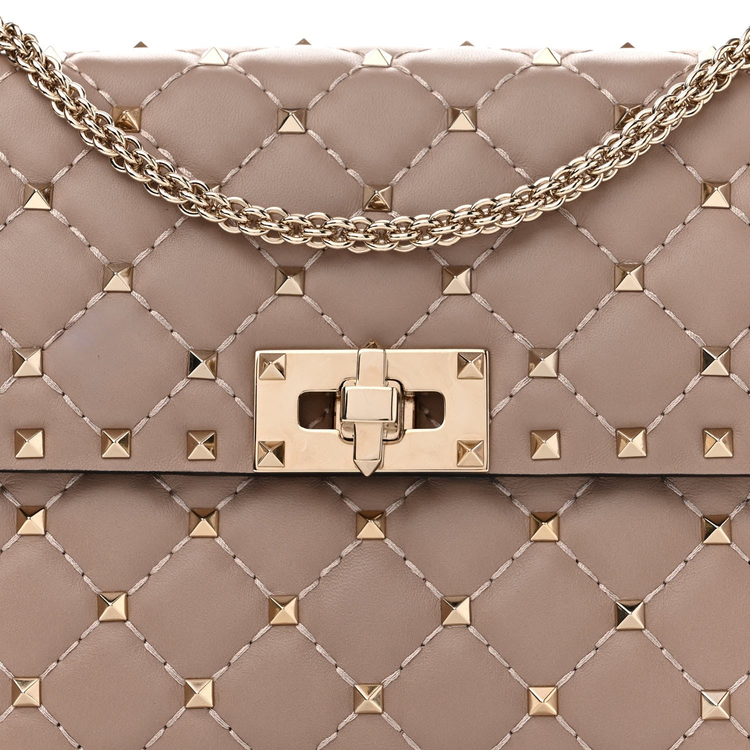 Valentino Garavani Lambskin Medium Rockstud Spike Shoulder Bag Poudre 7 of 10