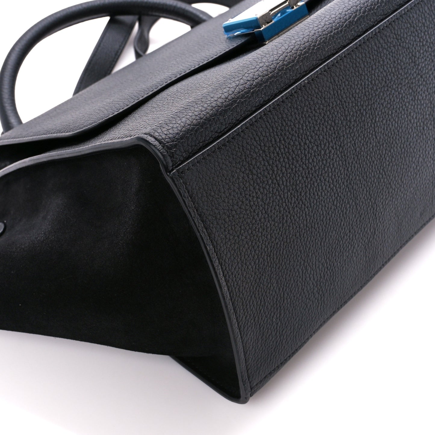 Drummed Calfskin Suede Small Trapeze Black