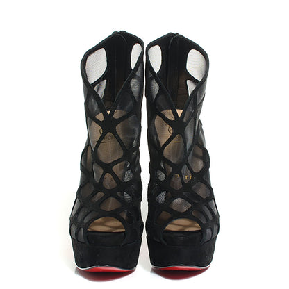 Christian Louboutin Suede Mesh Altarakna 150 Peep Toe Platform Booties 34 Black 8 of 13