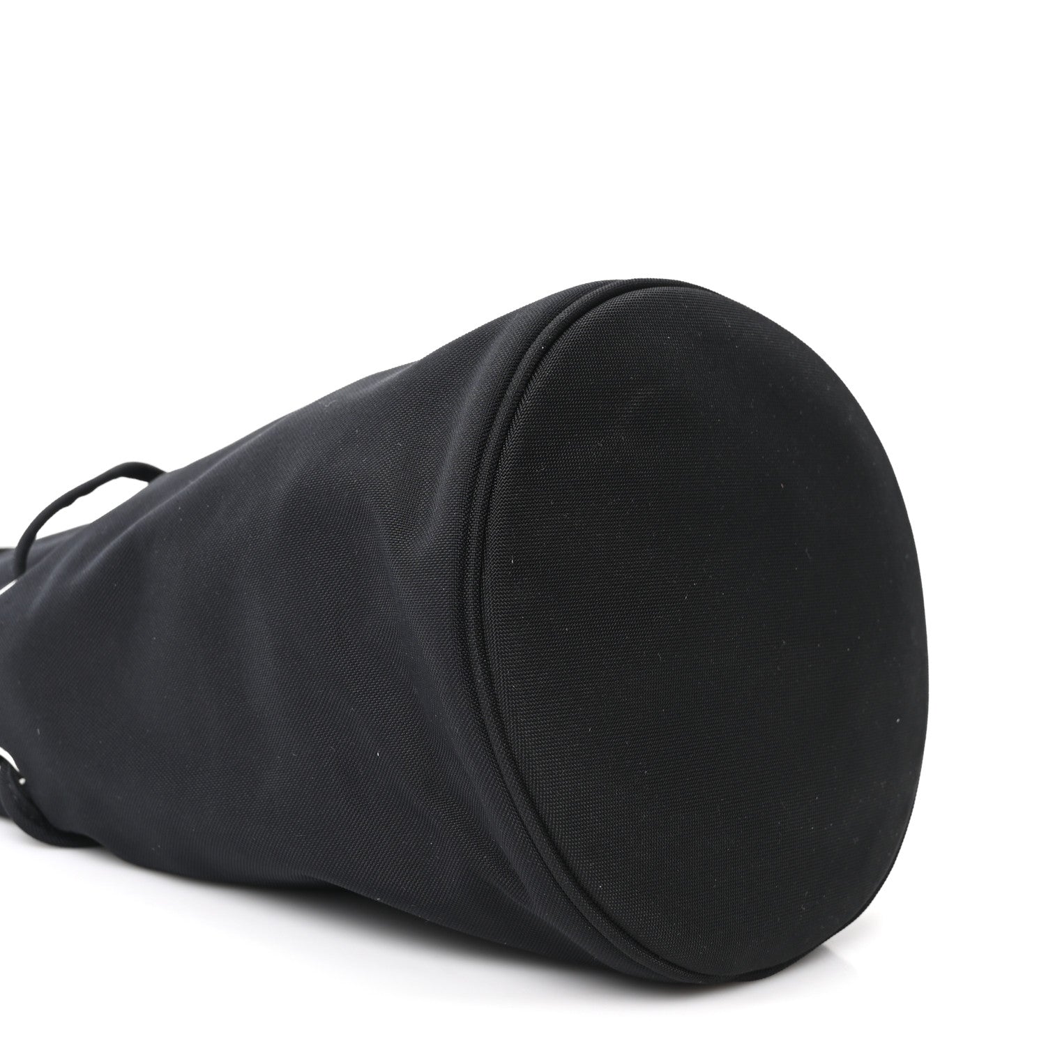 Balenciaga Recycled Sport Nylon Logo Embroidered Wheel Drawstring Bucket Bag Black White 9 of 10