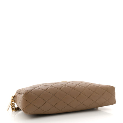 Saint Laurent Lambskin Quilted Gaby Zipped Pouch Dark Cork 4 of 11