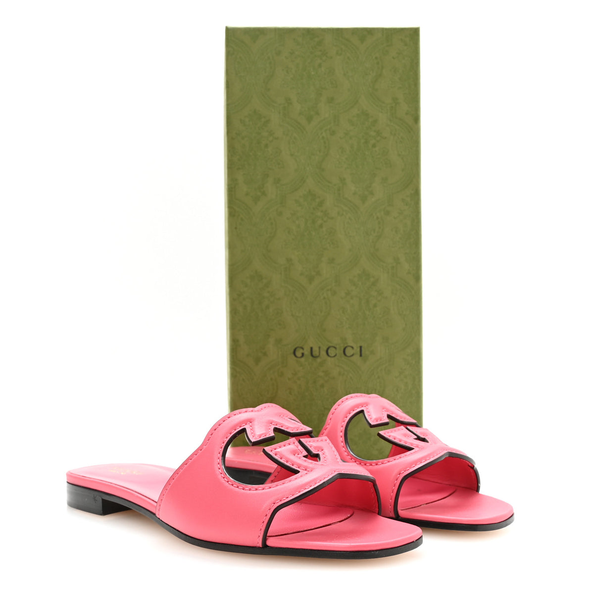 Gucci Cosmos Softy Calfskin Interlocking G Cut Out Slide Sandals 37 Rhodamine Pink 8 of 8